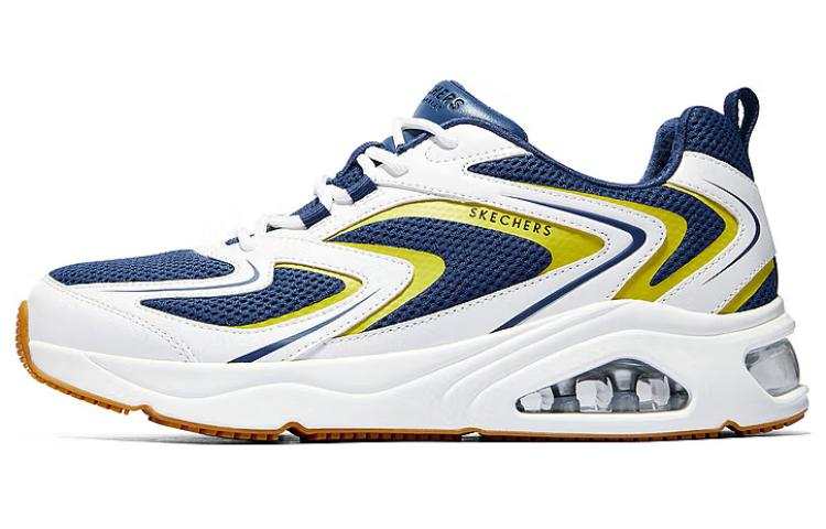 Skechers Fabric Wear resistant And Lightweight Low top Casual Running Shoes Men's White Blue
