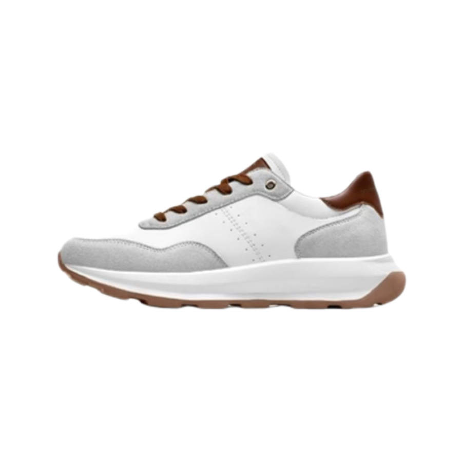 VHCK Breathable Lightweight Height Increasing Low top Casual Shoes Men's White Brown