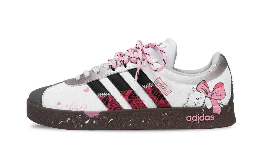 Adidas Adidas VL COURT 2.0 Slip Resistant Abrasion Resistant Low top Skateboard Shoes Unisex Pink White