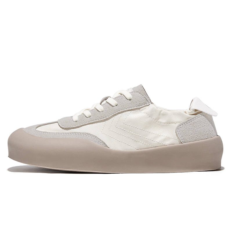 FEIYUE Vintage German Army Trainers Abrasion-Resistant Breathable Low-top Casual Shoes Women's Beige Khaki