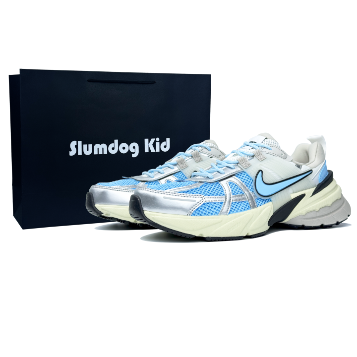 Nike Nike V2K Run Cushioning Slip Resistant Low top Running Shoes Women's Blue Silver
