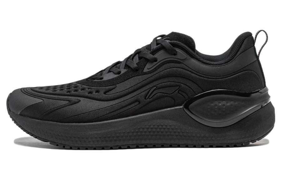 Li-Ning Li Ning Cushioning Slip Resistant Abrasion Resistant Breathable Low top Running Shoes Men's Black
