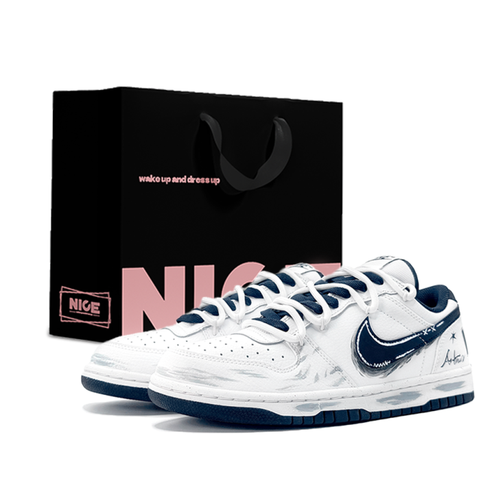 Nike Nike Big Ink Star Leather Cushioning Low top Skateboard Shoes Men's Blue White