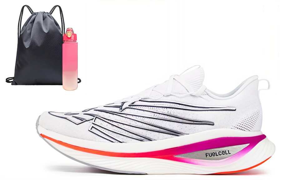 New Balance New Balance NB FuelCell Leather Low top Marathon Running Shoes Men's White Silver Pink Enjoy Run Set