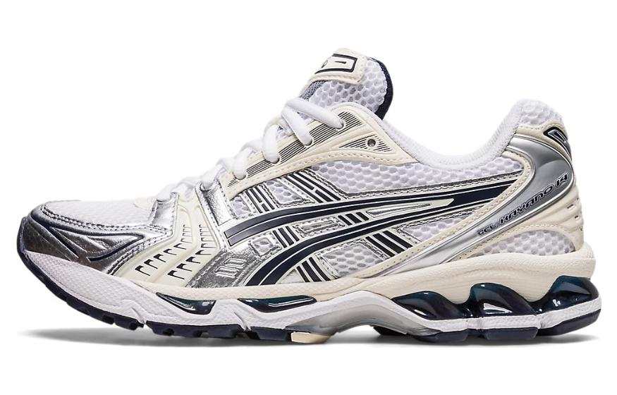 ASICS Gel Kayano 14 Textile, Synthetic Leather Low top Running Shoes Women's White Black Silver