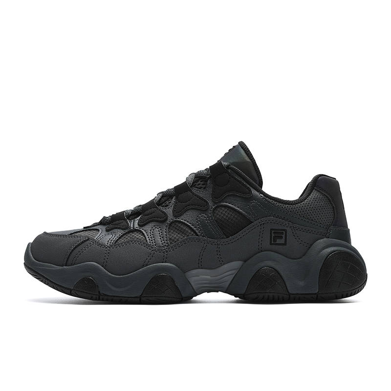 FILA Breathable Balance Rebound Low top Running Shoes Men's Shadow Black Gray/Black