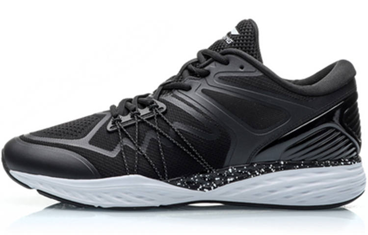 Li-Ning Li Ning Cushioning Slip Resistant Abrasion Resistant Low top Running Shoes Men's Black White