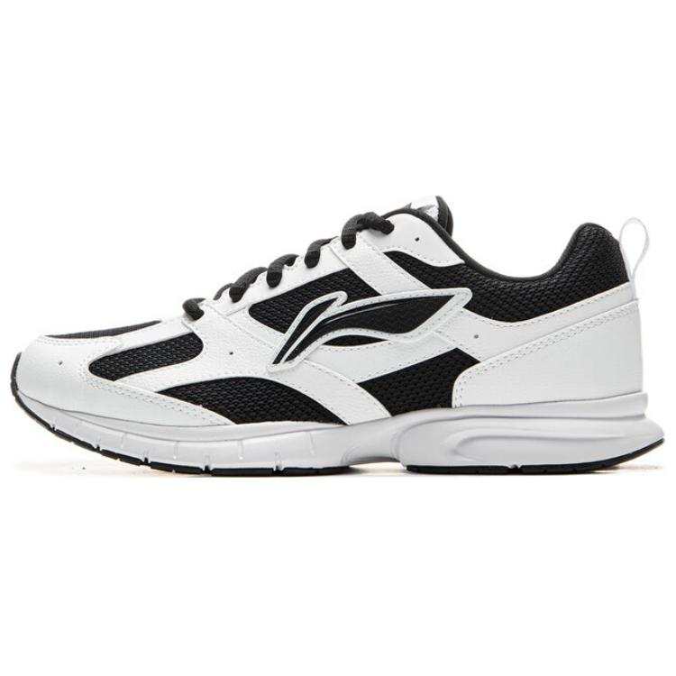 Li-Ning Li Ning Fabric Cushioning Slip Resistant Abrasion Resistant Breathable Low top Running Shoes Women's White Black