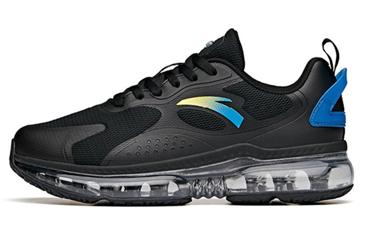 Anta Running Collection Cushioning Slip Resistant Abrasion Resistant Breathable Low top Running Shoes Men's Black Blue