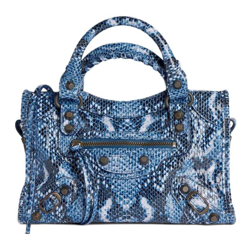 Balenciaga Le City Cow Leather Handbag Mini Women's Blue