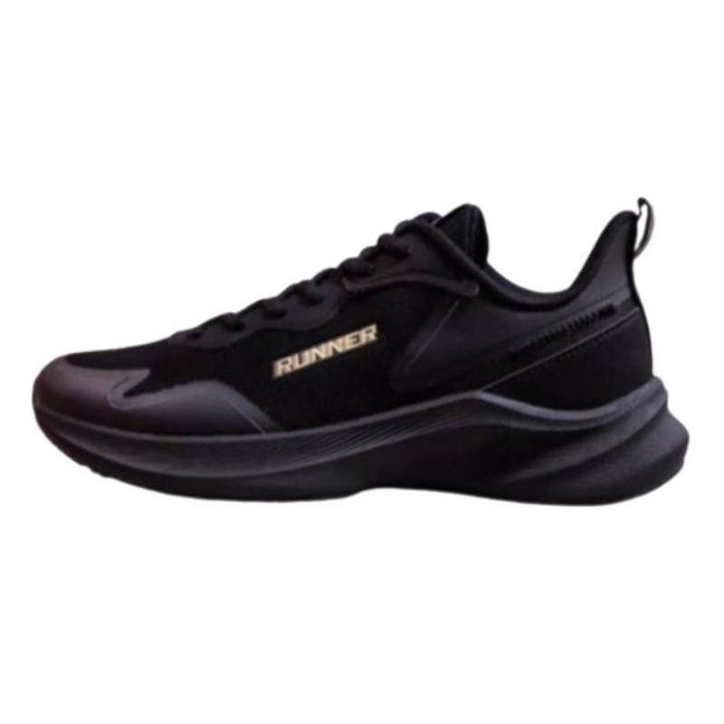QIAODAN Versatile Cushioning Slip Resistant Low top Running Shoes Men's Black Gold