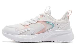 QIAODAN Mesh Slip Resistant, Abrasion Resistant, Breathable Low top Running Shoes Women's White Cyan Pink
