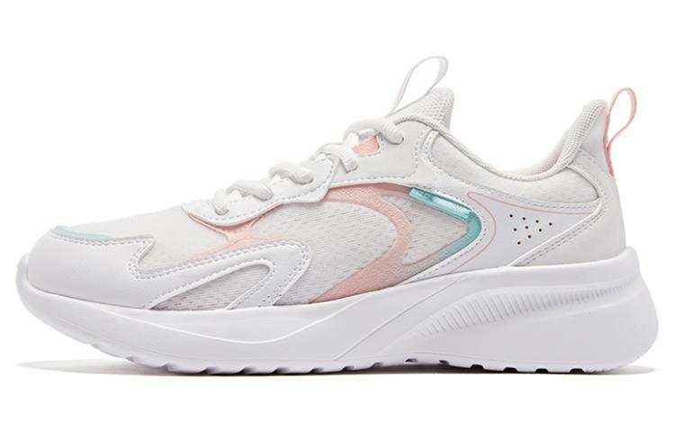 QIAODAN Mesh Slip Resistant, Abrasion Resistant, Breathable Low top Running Shoes Women's White Cyan Pink