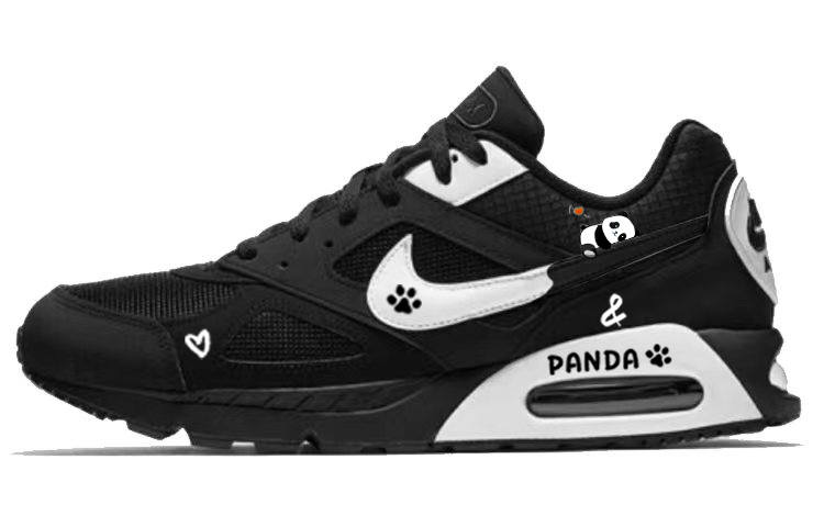 Nike Nike Air Max Ivo Fabric Non slip Lightweight Low top Running Shoes Men's Black White
