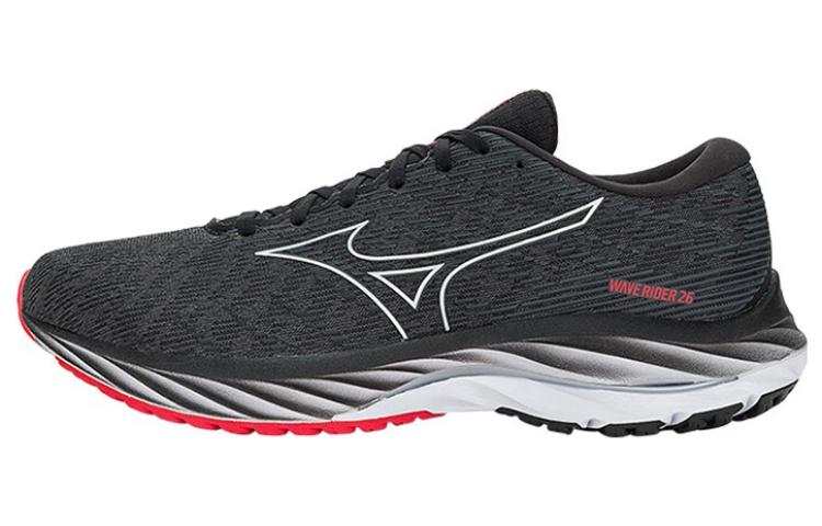 Mizuno Wave Rider 26 Lace Up Slip Resistant Abrasion Resistant Low top Running Shoes Unisex Black Red