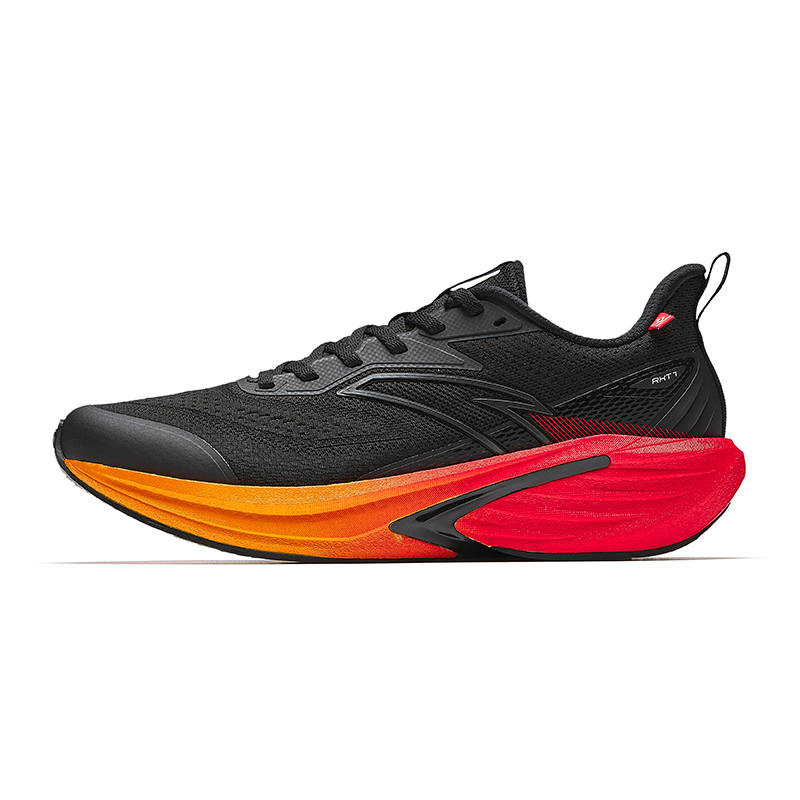 ANTA Anta Rocket 7 Textile, Rubber Low top Running Shoes Men's Basic Black/Flame Orange Red