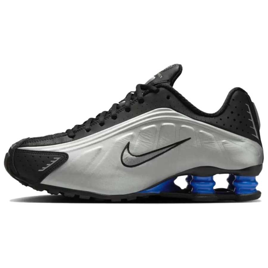 Nike Nike Shox R4 Synthetic Leather, Leather Low top Casual City Commuting Running Shoes Women's Silver Black