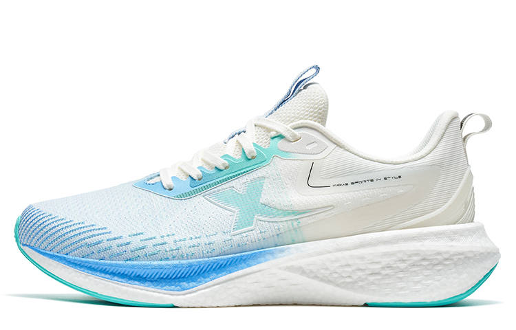 XTEP Kompanio Slip Resistant Abrasion Resistant Low top Running Shoes Men's White Blue Green