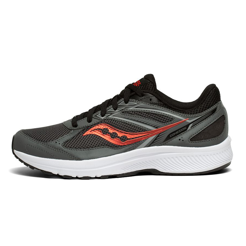 Saucony Cohesion 14 Mesh Cushioning Slip Resistant Abrasion Resistant Low top Running Shoes Men's Gray Black Standard M