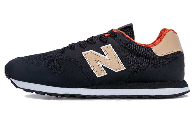 New Balance New Balance NB 500 Fabric Cushioning Abrasion Resistant Breathable Lightweight Low top Running Shoes Men's Black Beige