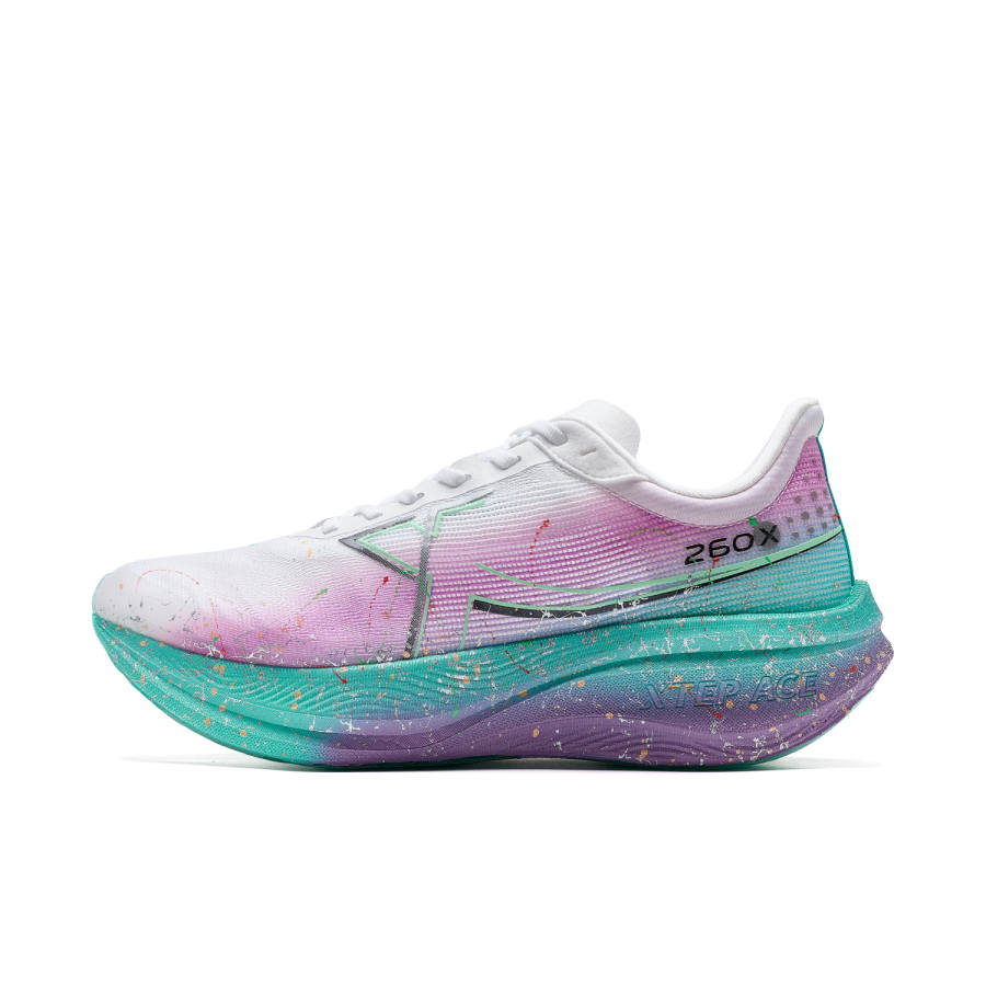 XTEP 260X 1.0 Abrasion Resistant Support Low top Carbon Plate Running Shoes Men's White Purple