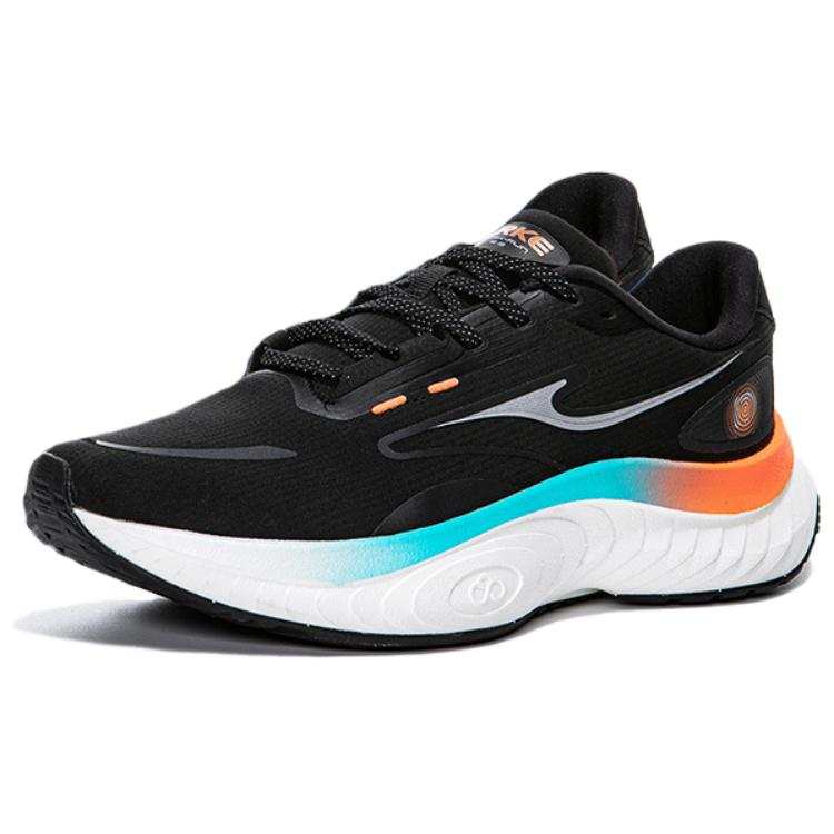 Erke Cushioning Slip Resistant Low top Casual Running Shoes Men's Black Silver Blue