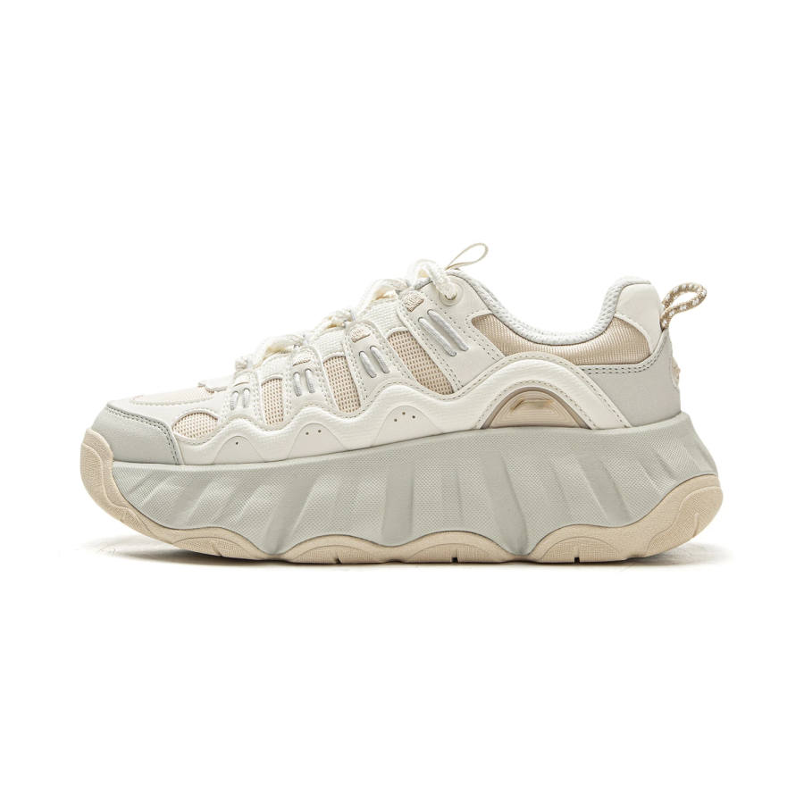 Li-Ning Li Ning Cookie Shoe Cushioning Rebound Low top Casual Shoes Women's Ecru