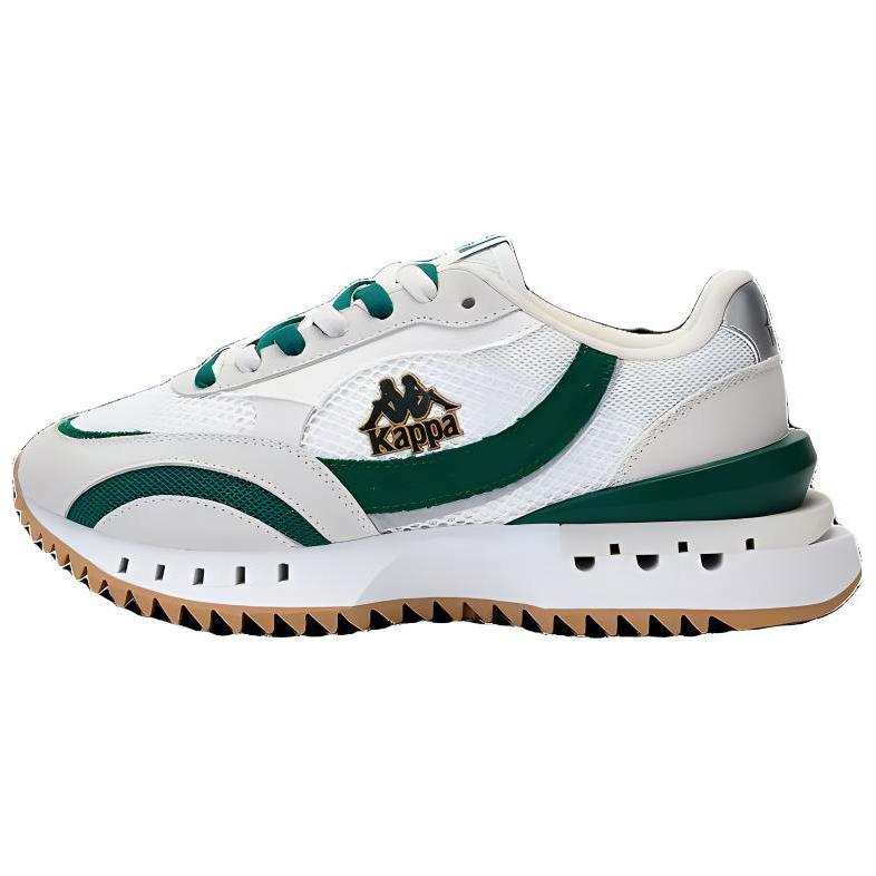 Kappa Textile, Synthetic Leather Cushioning Slip Resistant Low top Casual Running Shoes Unisex White Green