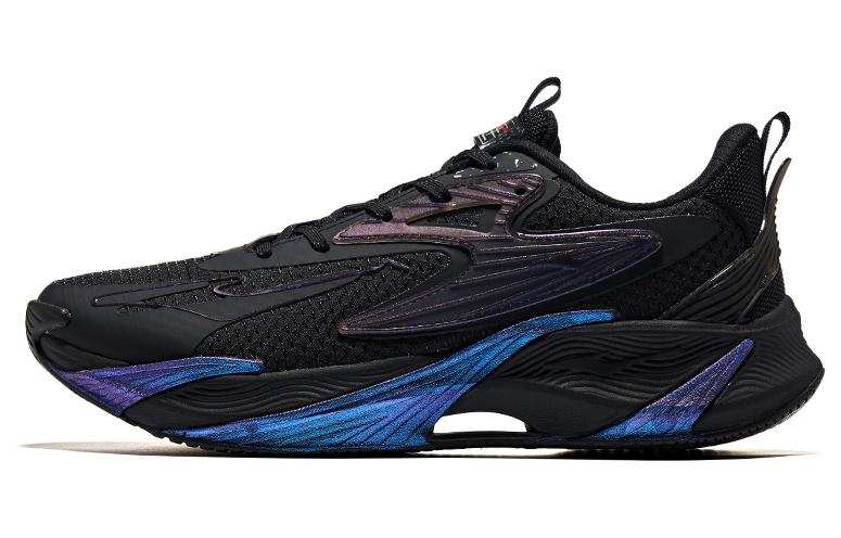Erke Comfortable Cushioning Slip Resistant Abrasion Resistant Low top Sprint Running Shoes Men's Black Purple