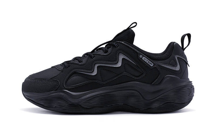 XTEP Lightning 3.0 Synthetic Leather Cushioning Slip Resistant Abrasion Resistant Low top Running Shoes Men's Black