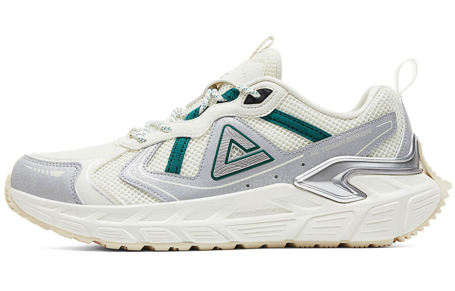 PEAK Cushioning Slip Resistant Abrasion Resistant Breathable Rebound Low top Running Shoes Men's Beige White Green