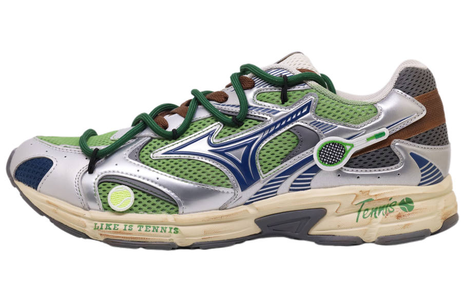 Mizuno Fabric Abrasion Resistant Low top Running Shoes Unisex Silver Green