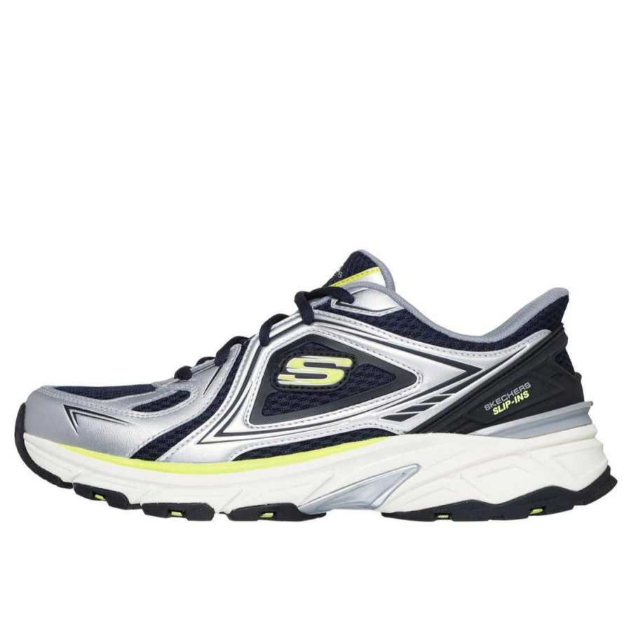 Skechers Breathable Lightweight Support Balance Cushioning Anti Rollover Low top Running Shoes Men's Silver