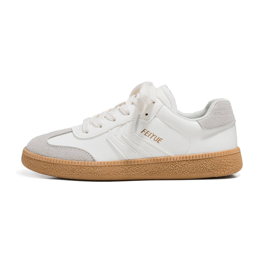 FEIYUE Slip-Resistant Abrasion-Resistant Low-top Skateboard Shoes Women's White Gray