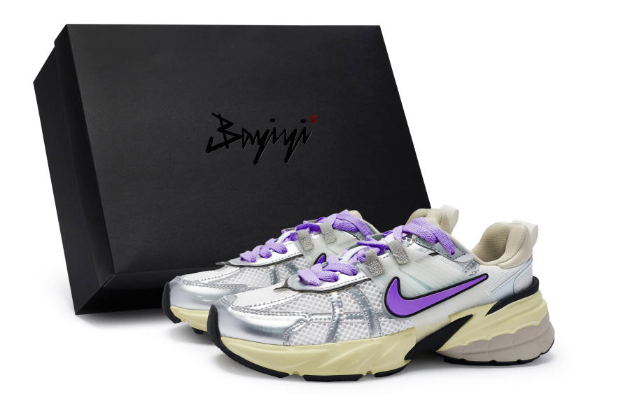 Nike Nike V2K Run Cushioning Slip Resistant Waterproof Low top Running Shoes Women's Silver White Purple