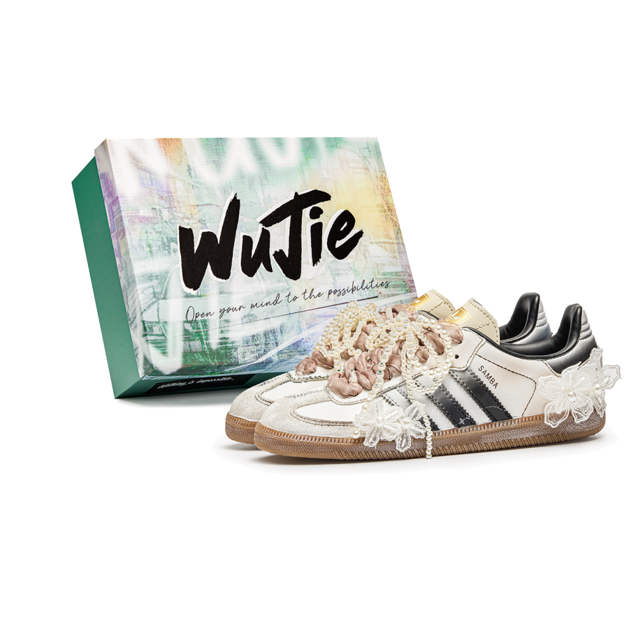 Adidas Originals SAMBA OG Wu Jie, Box, Farewell Poem Cushioning Low top Skateboard Shoes Unisex Silver Brown
