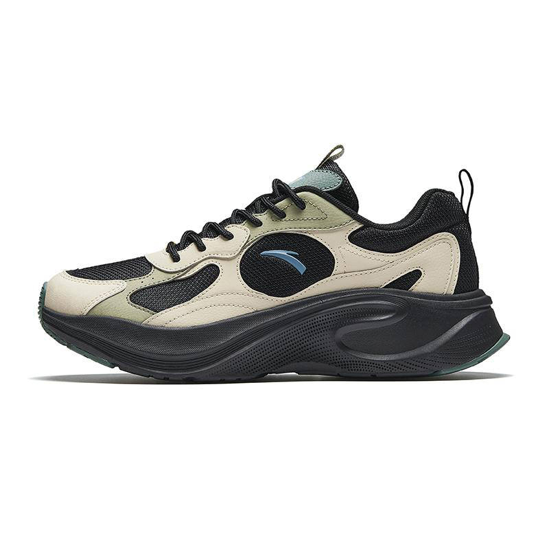 Anta Shadow Seeker Slip Resistant Abrasion Resistant Low top Running Shoes Men's Black Rice Green