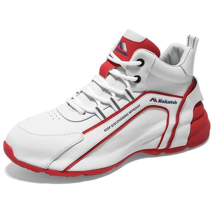 KOLUMB Slip Resistant Quick Dry Mid top Casual Shoes Men's White Red