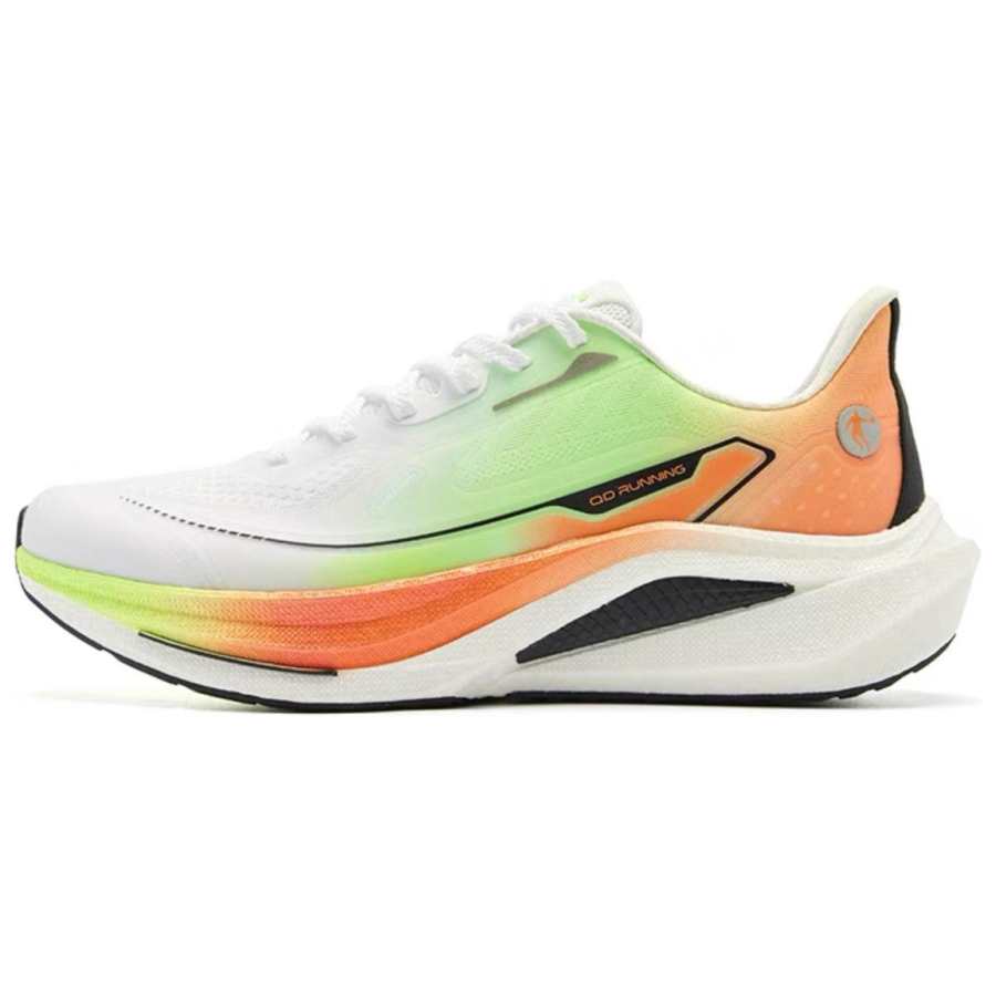 QIAODAN Infinity 7.0 Slip Resistant Abrasion Resistant Low top Sprint Running Shoes Men's White Orange Green