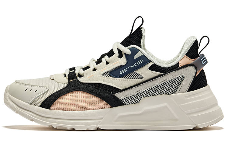 Erke Comfortable Cushioning Abrasion Resistant Breathable Low top Running Shoes Women's Ivory White Gray Ink Blue