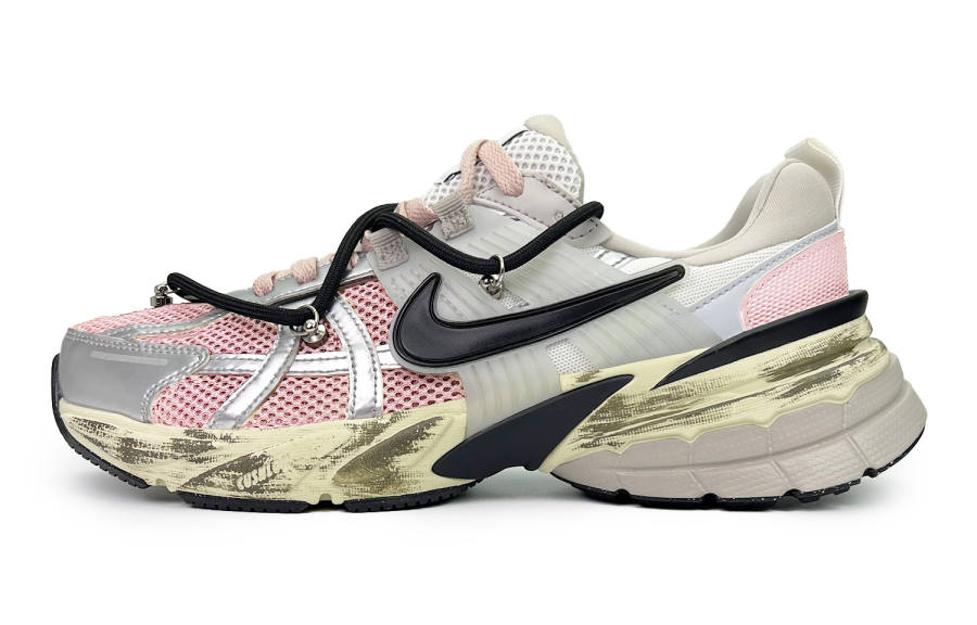 Nike Nike V2K Run Slip Resistant Abrasion Resistant Low top Running Shoes Unisex Pink Silver