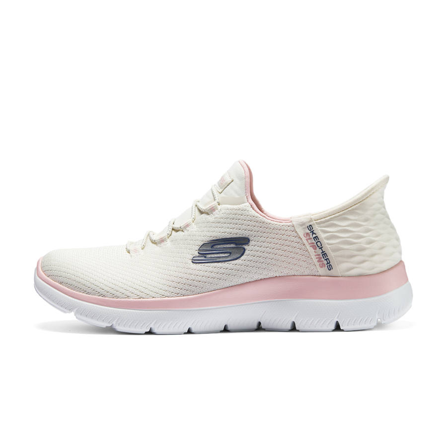 Skechers Summits Hands Free Slip Ins Mesh, Textile Low top Casual Shoes Women's Pink White