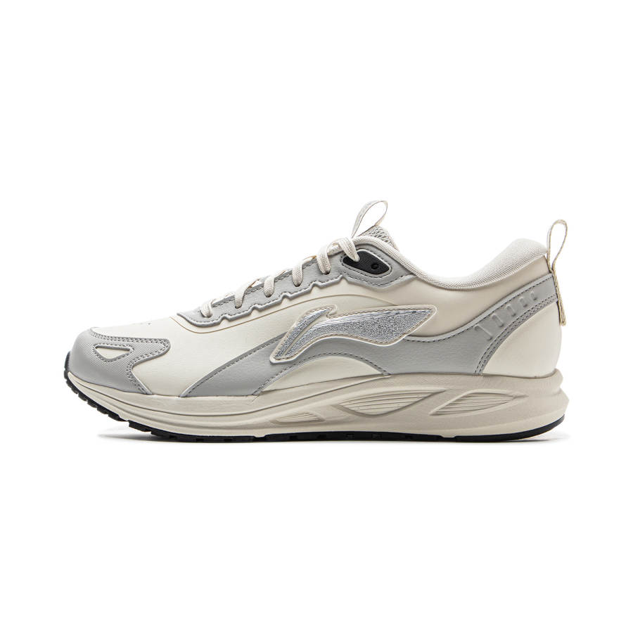Li-Ning Li Ning Slip Resistant Abrasion Resistant Low top Casual Running Shoes Men's Beige Silver