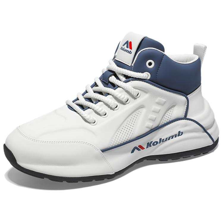 KOLUMB Breathable Lightweight Height Increasing High top Casual Shoes Men's White Blue