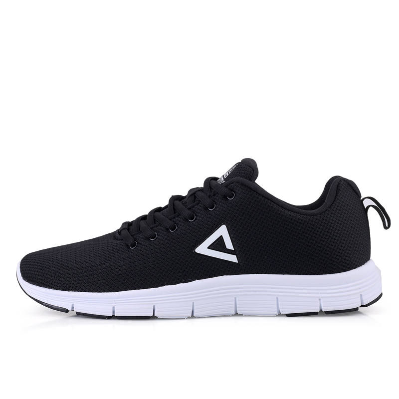 PEAK Fabric Cushioning Breathable Lightweight Low top Running Shoes Men's Black White