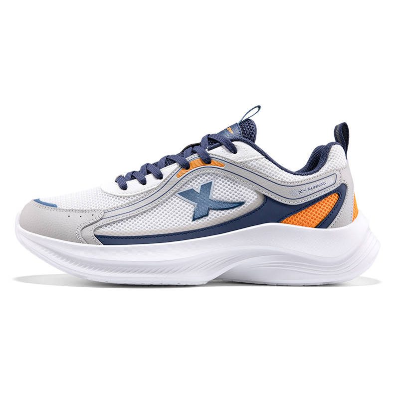 XTEP Abrasion Resistant Breathable Cushioning Low top Casual Running Shoes Men's White Gray Blue
