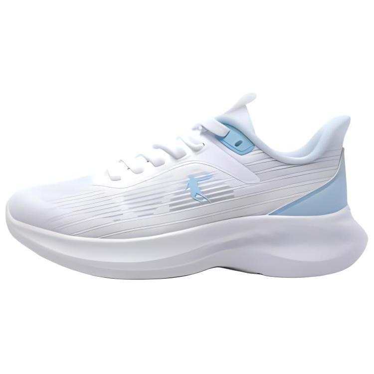 QIAODAN Textile, Synthetic Leather Cushioning Breathable Lightweight Low top Casual Running Shoes Men's White Blue