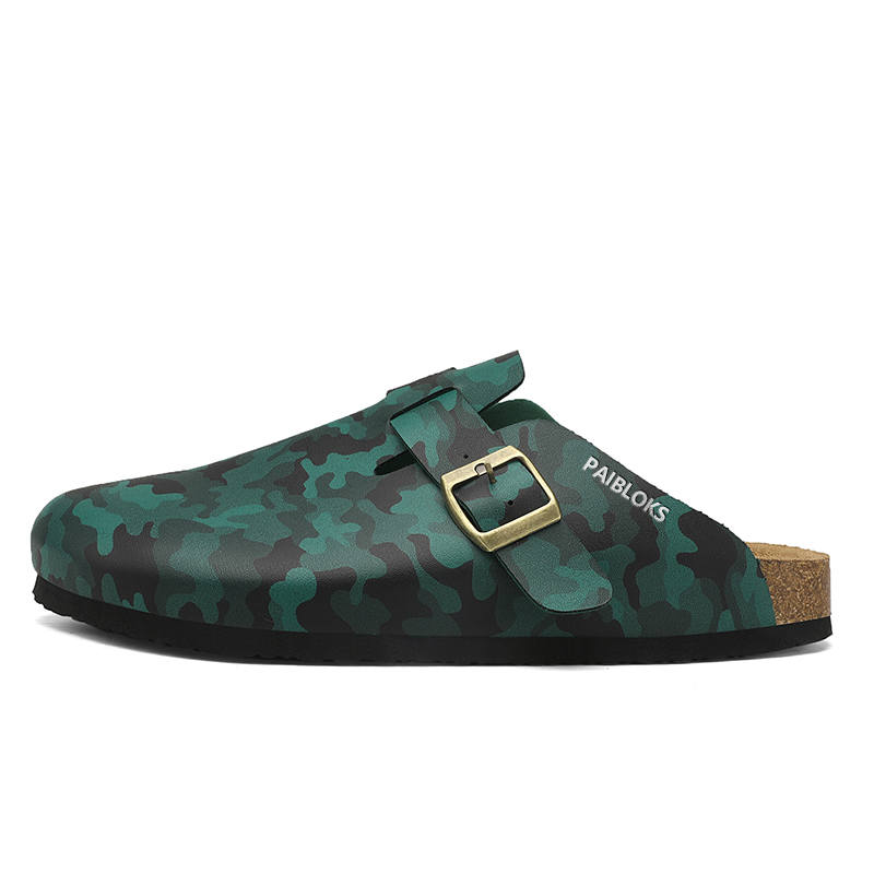 PAIBLOKS Cork Sole PVC Polyvinyl Chloride EVA Quiet Slip Resistant Closed Toe Slippers Unisex