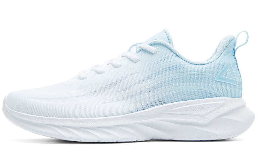 PEAK Cushioning Slip Resistant Abrasion Resistant Breathable Low top Running Shoes Women's All White Fine Blue