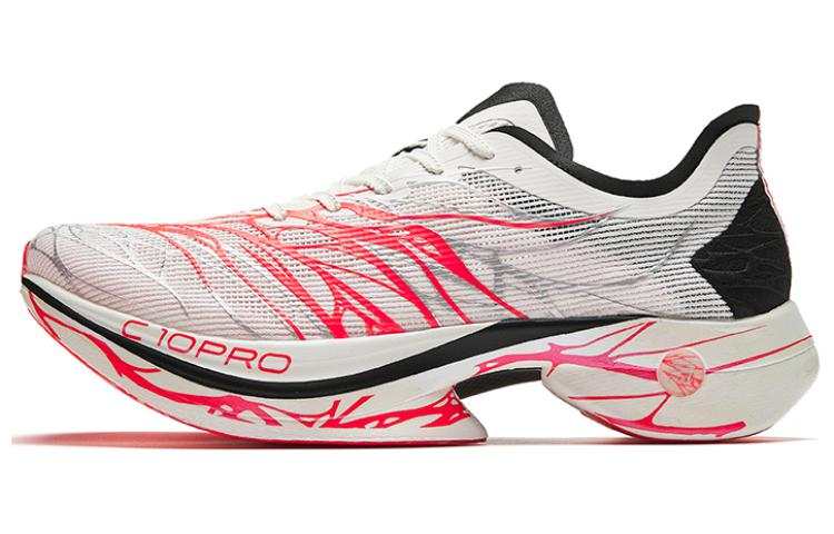 Anta C10 Pro Fabric Cushioning Slip Resistant Low top Nitrogen Technology Marathon Racing Running Shoes Men's White Red